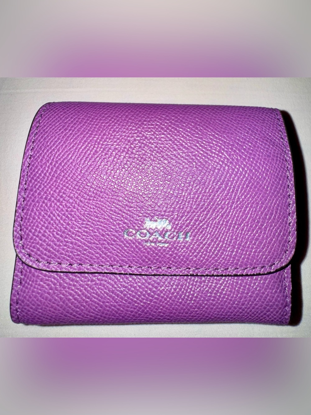 Coach Bright Purple Leather Wallet with Silver Log Brand new w/ tag